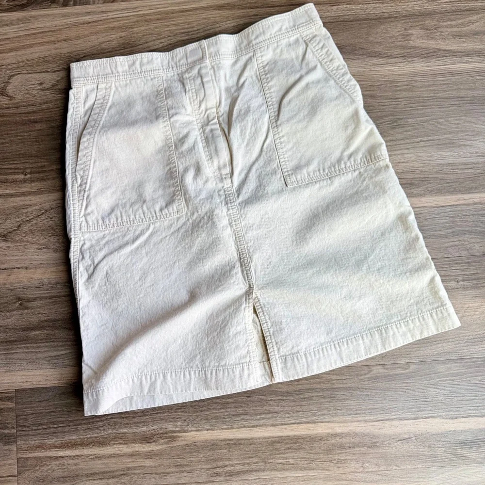 J.Crew 8 White Ivory 100% Cotton Utility Skirt‎ Patch Pockets